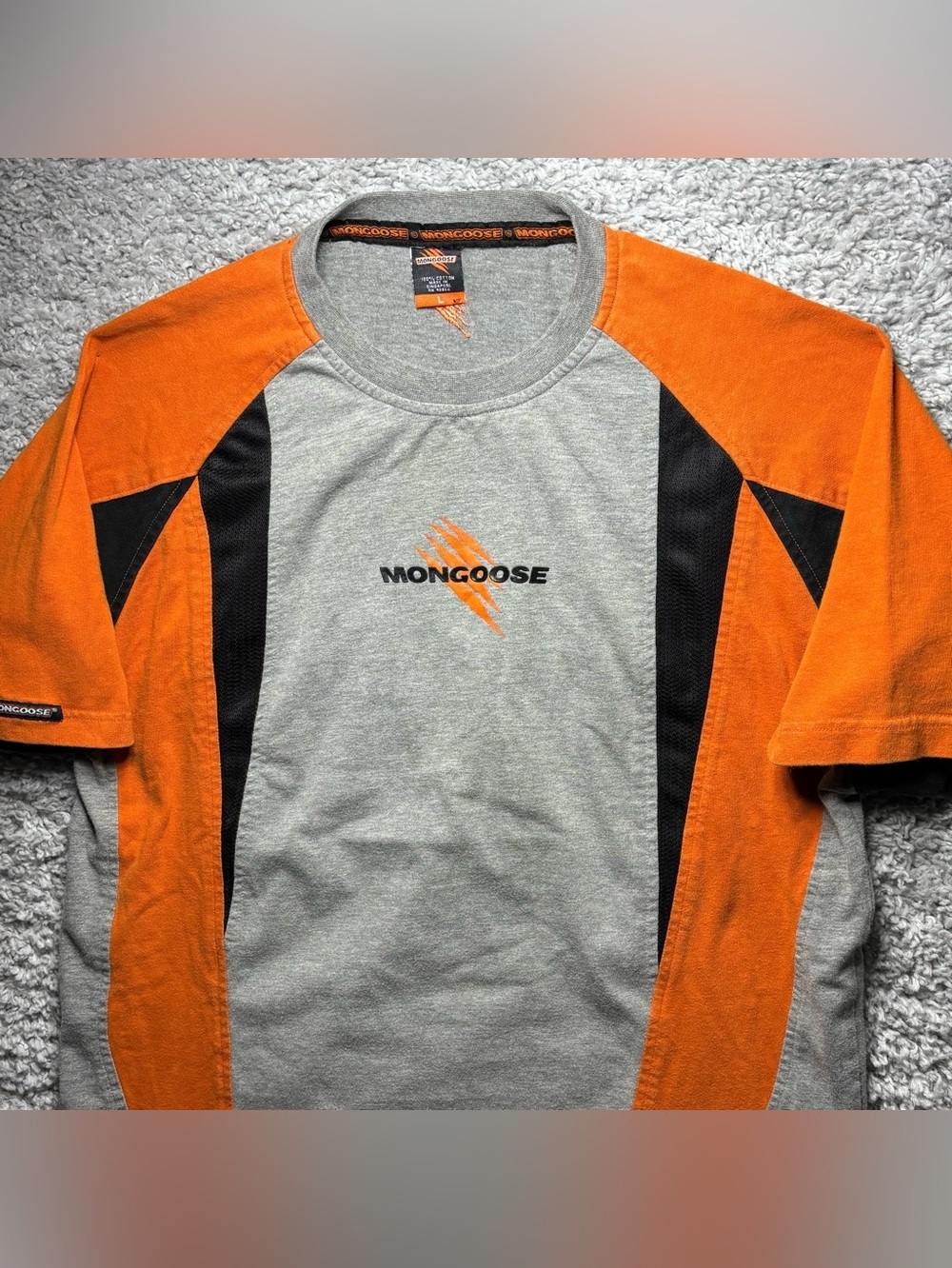 VINTAGE MONGOOSE Shirt Mens Large BMX Biker Mountain Cycling Performance Y2K 90s